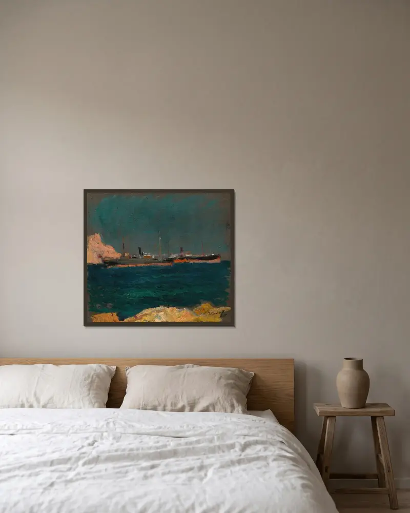 Port w Jávea, Joaquín Sorolla w ramie na ścianie