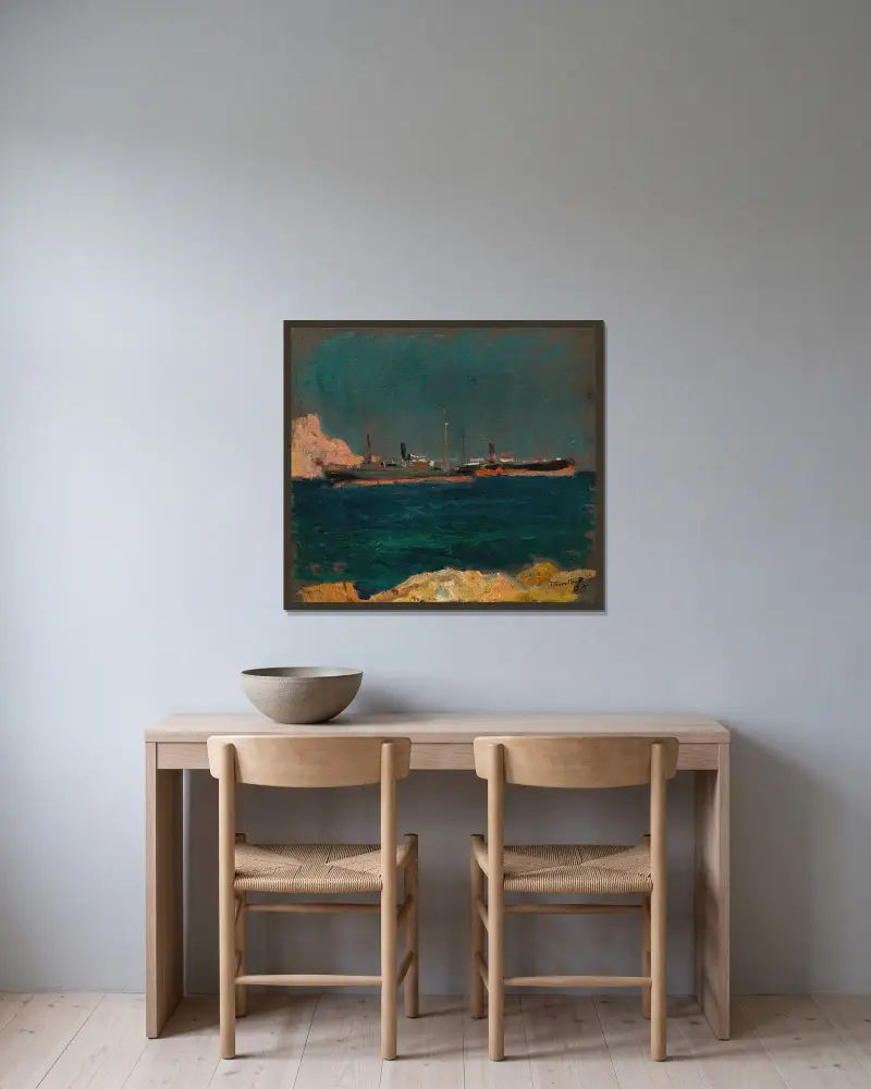 Port w Jávea, Joaquín Sorolla w ramie na ścianie