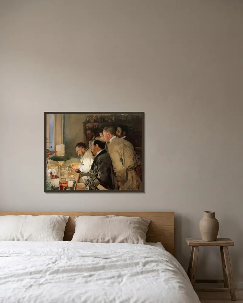 Badania, Joaquín Sorolla w ramie na ścianie