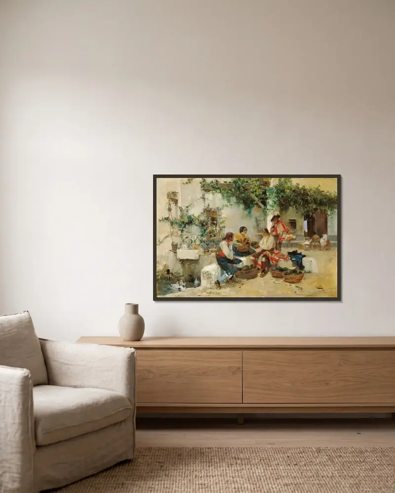 Prodávání melounů, Joaquín Sorolla v rámu na stěně