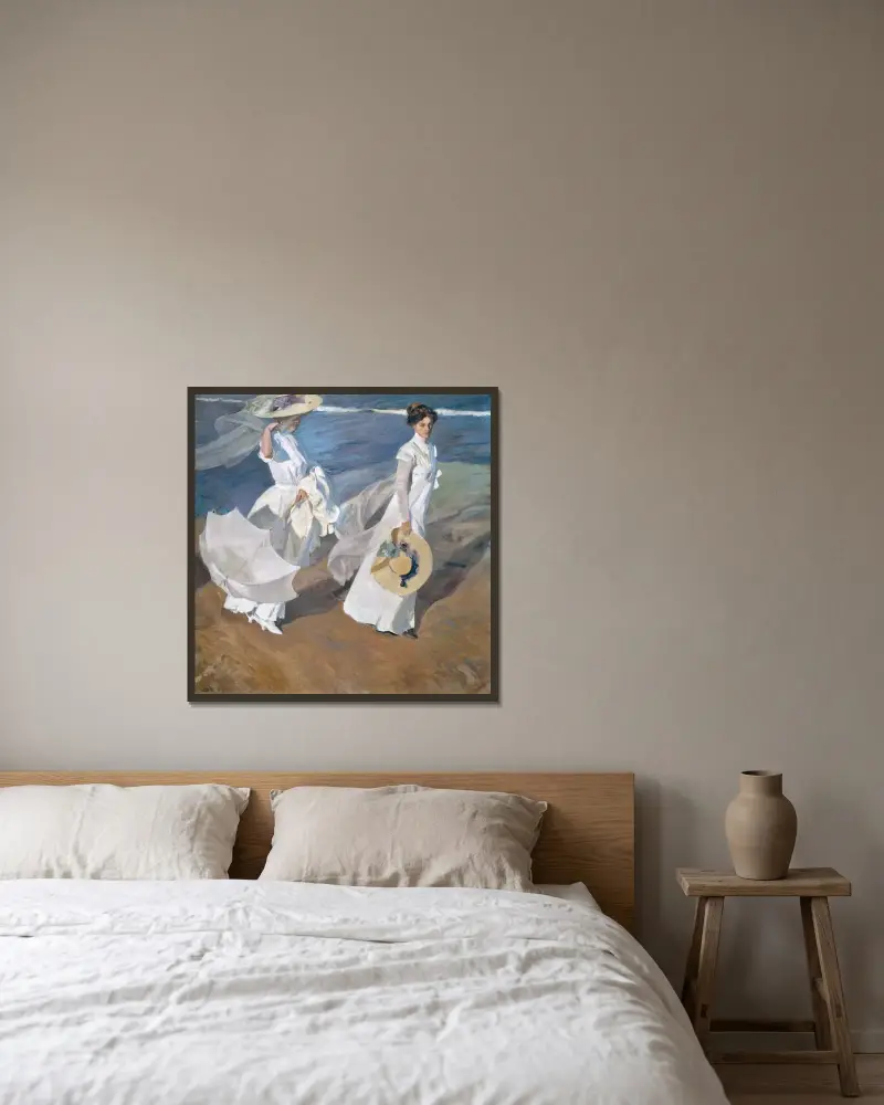 Procházka po mořském pobřeží, Joaquín Sorolla v rámu na stěně
