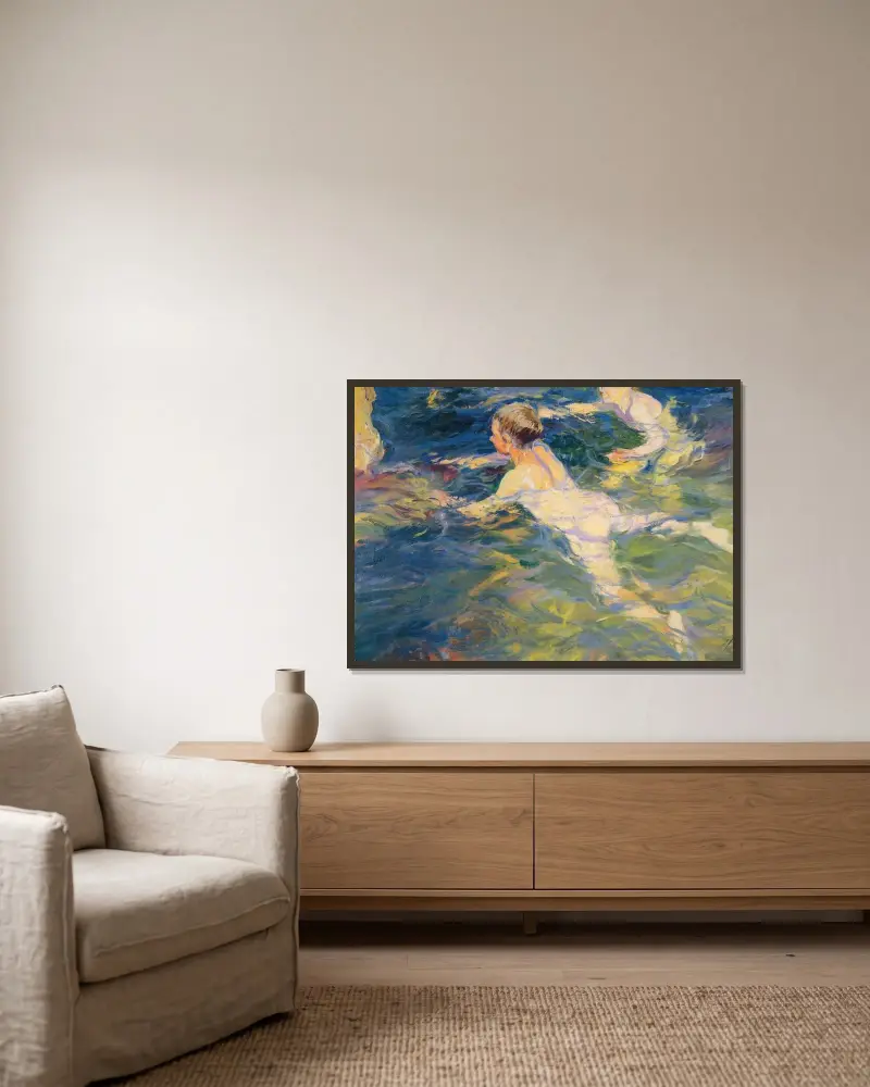 Kąpiący się, Jávea, Joaquín Sorolla w ramie na ścianie