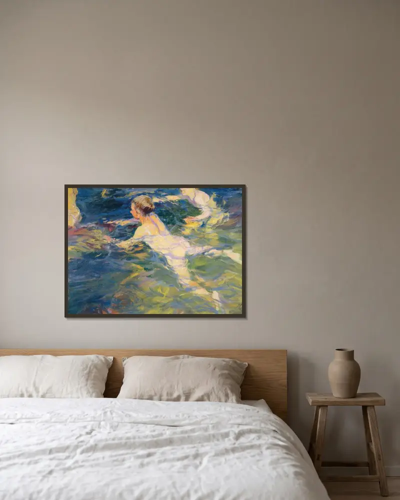 Kąpiący się, Jávea, Joaquín Sorolla w ramie na ścianie