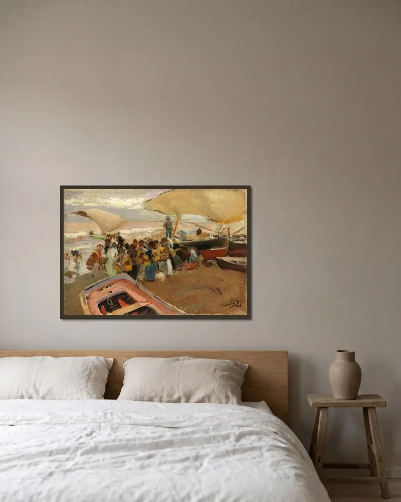 Powrót z połowu, Joaquín Sorolla w ramie na ścianie