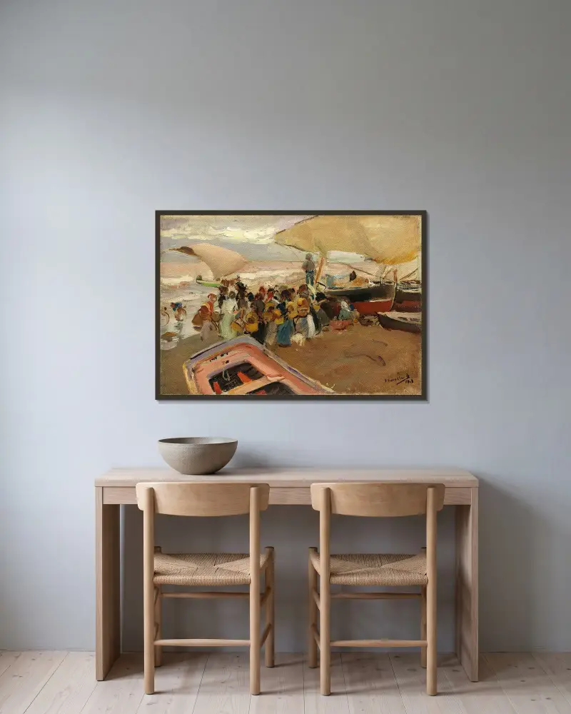 Powrót z połowu, Joaquín Sorolla w ramie na ścianie