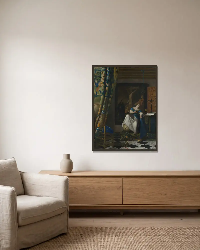 Alegoria wiary katolickiej, Johannes Vermeer w ramie na ścianie