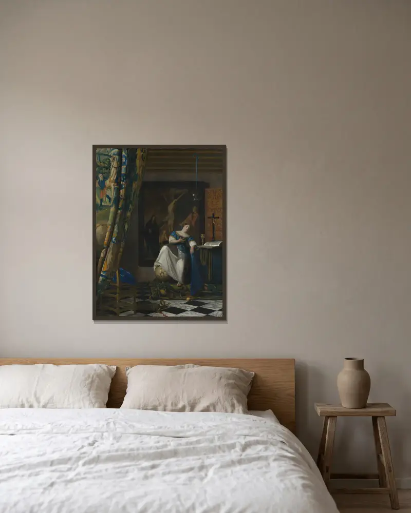 Alegoria wiary katolickiej, Johannes Vermeer w ramie na ścianie