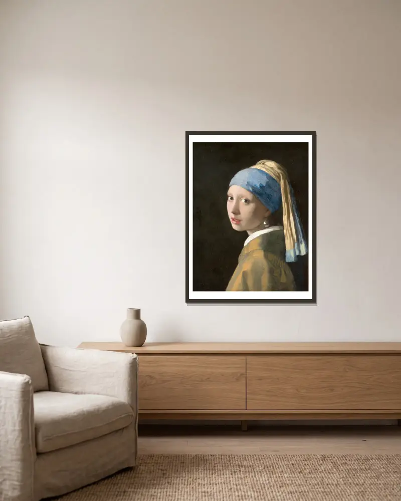 Dívka s perlovou náušnicí, Johannes Vermeer v rámu na stěně