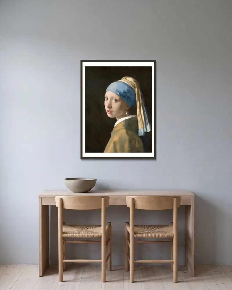 Dívka s perlovou náušnicí, Johannes Vermeer v rámu na stěně