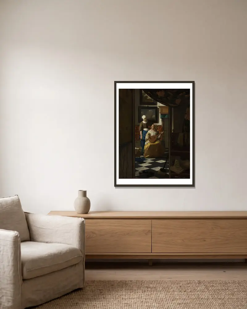 Der Liebesbrief von Johannes Vermeer gerahmt an einer Wand