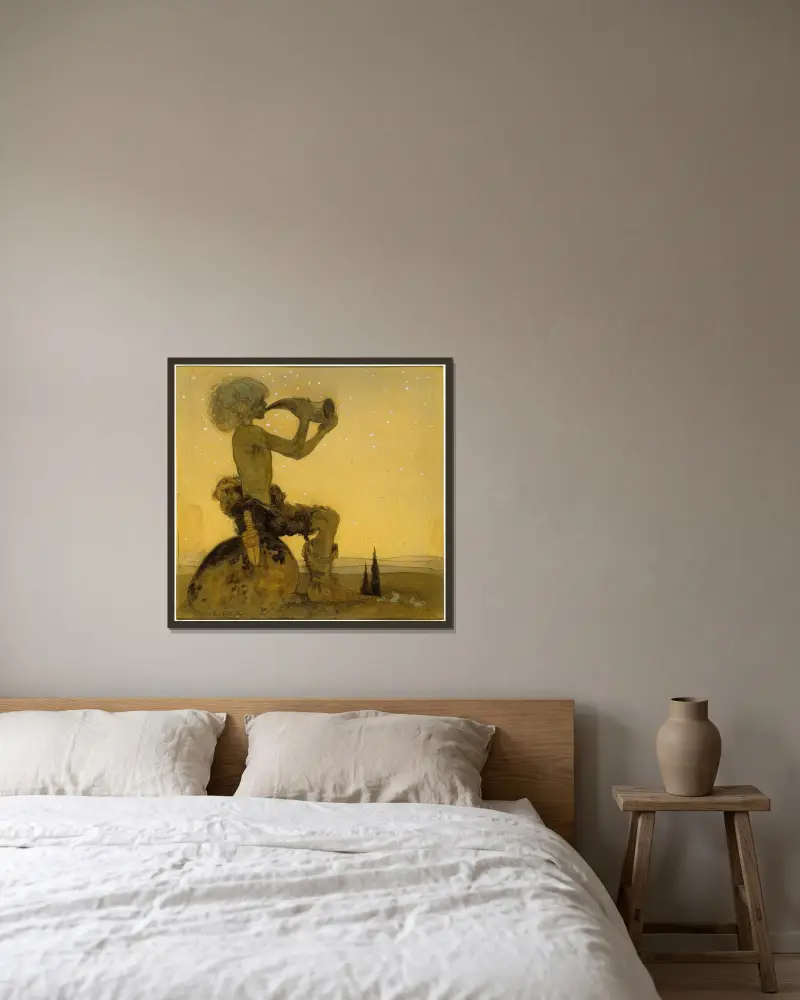Vill Vallareman (a Fairy Shepherd) von John Bauer gerahmt an einer Wand