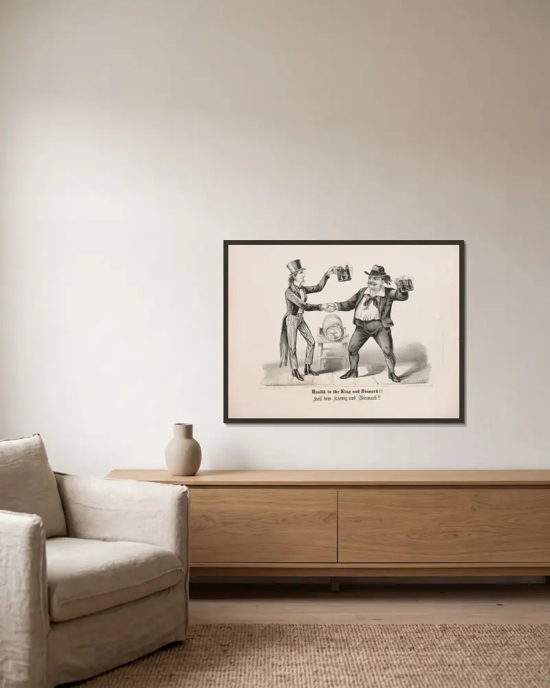 Heil dem König und Bismarck!! von John Cameron gerahmt an einer Wand