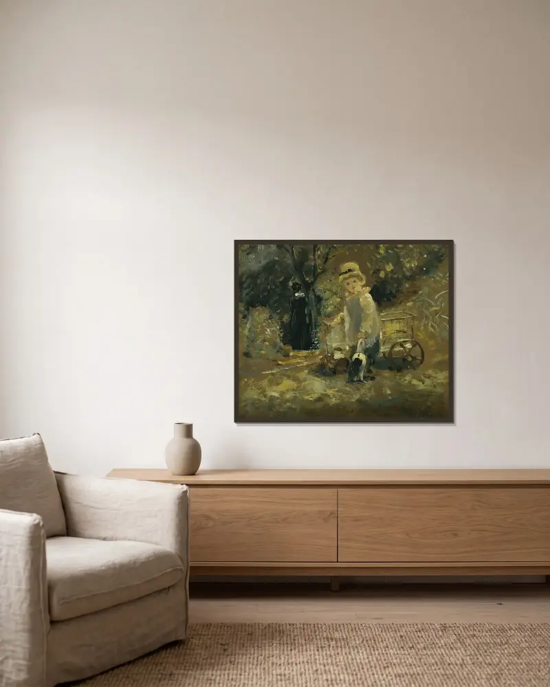 Chłopiec z zabawkowym wózkiem, John Constable w ramie na ścianie