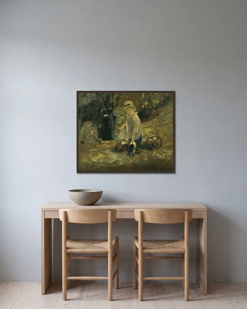 Chłopiec z zabawkowym wózkiem, John Constable w ramie na ścianie
