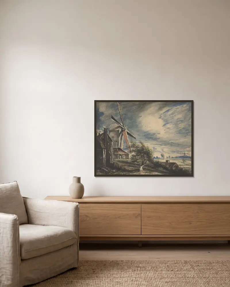 Eine Mühle bei Colchester von John Constable gerahmt an einer Wand