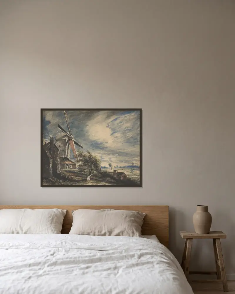 Eine Mühle bei Colchester von John Constable gerahmt an einer Wand