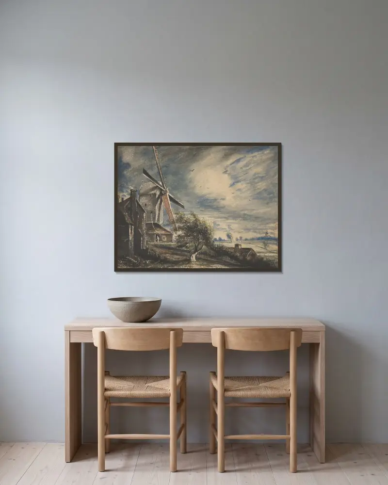 Eine Mühle bei Colchester von John Constable gerahmt an einer Wand