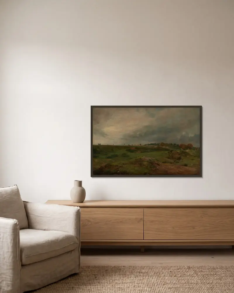 Eine Straße über die Hampstead Heath von John Constable gerahmt an einer Wand
