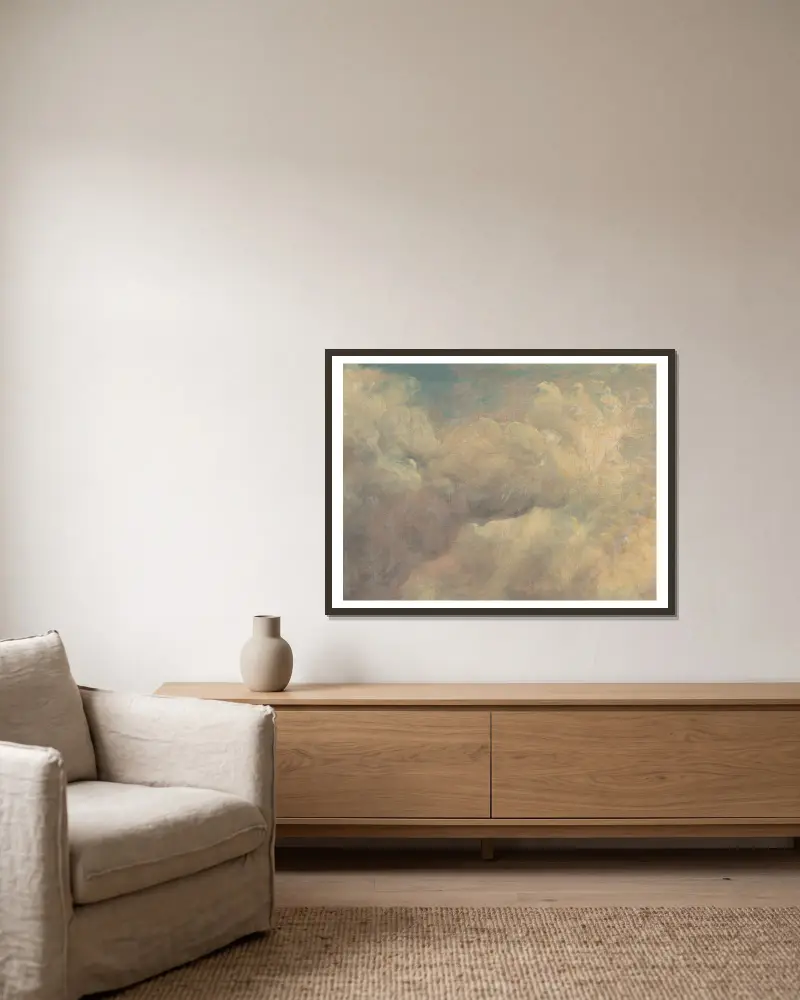 Cloud Study, 1821 – nr 3 av John Constable inramad på en vägg