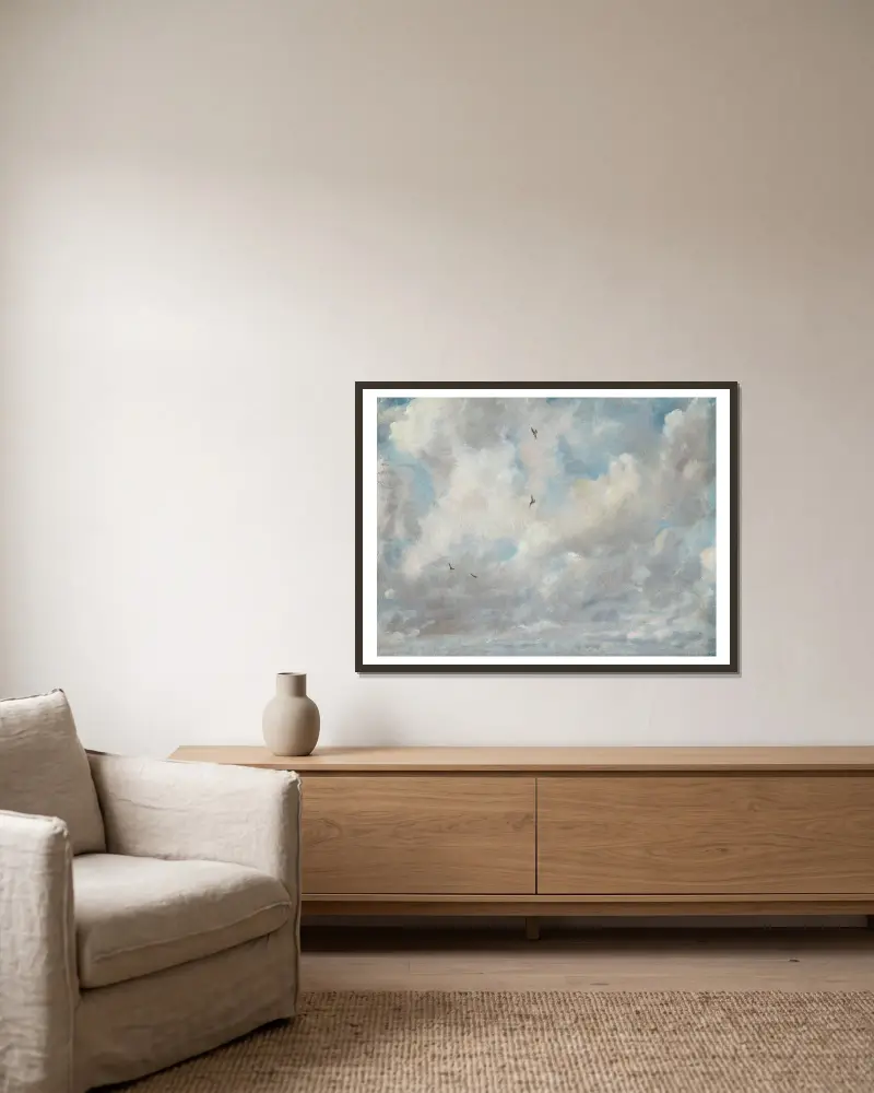 Cloud Study, 1821 – nr 1 av John Constable inramad på en vägg