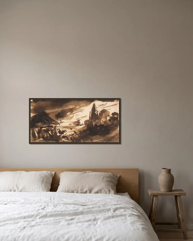 Dawn av John Constable inramad på en vägg