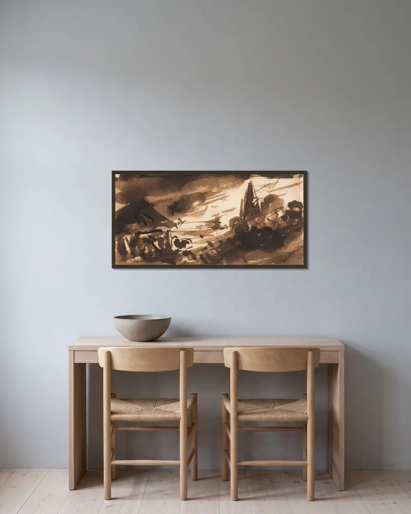 Dawn av John Constable inramad på en vägg