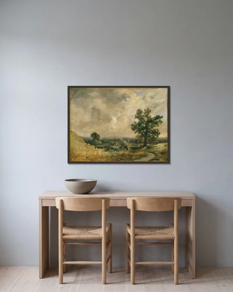 English Landscape av John Constable inramad på en vägg
