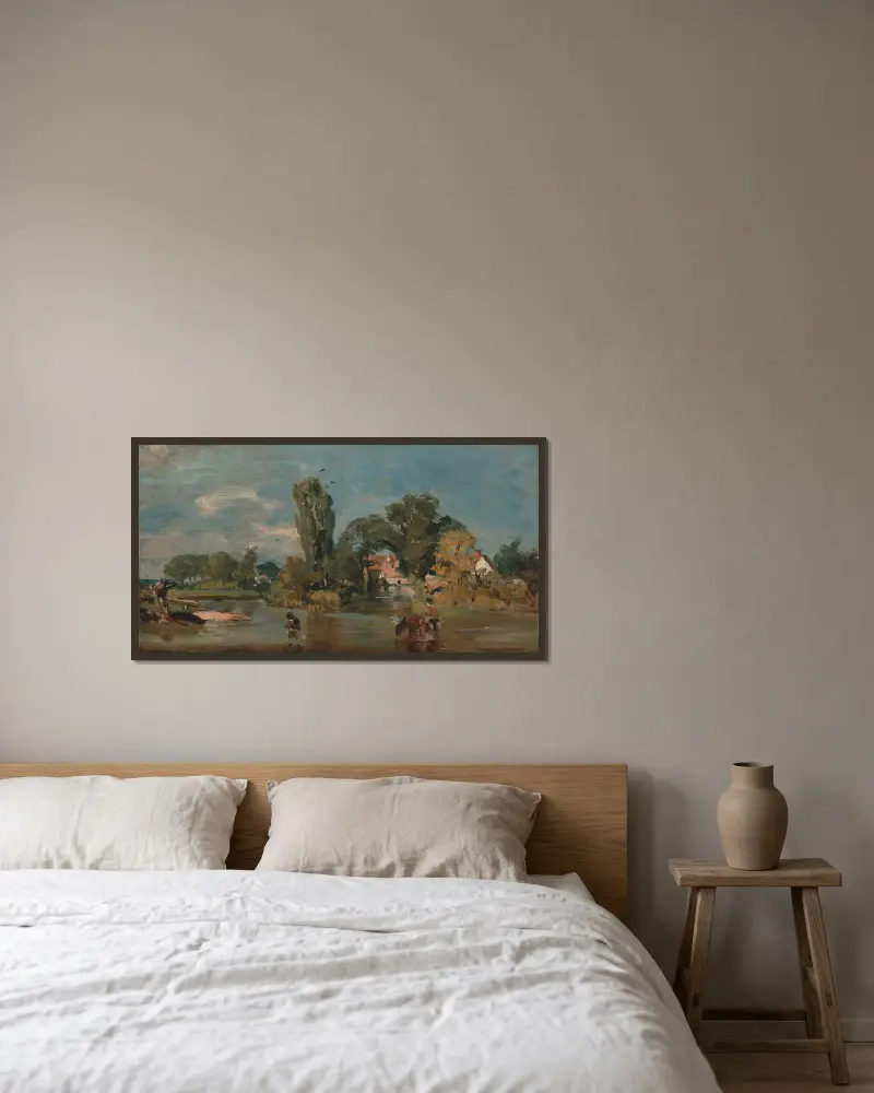 Flatford Mill – nr 1 av John Constable inramad på en vägg