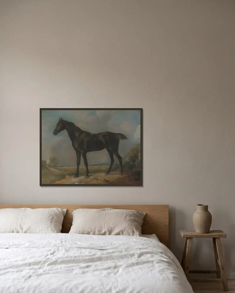 Golding Constable’s Black Riding-Horse av John Constable inramad på en vägg