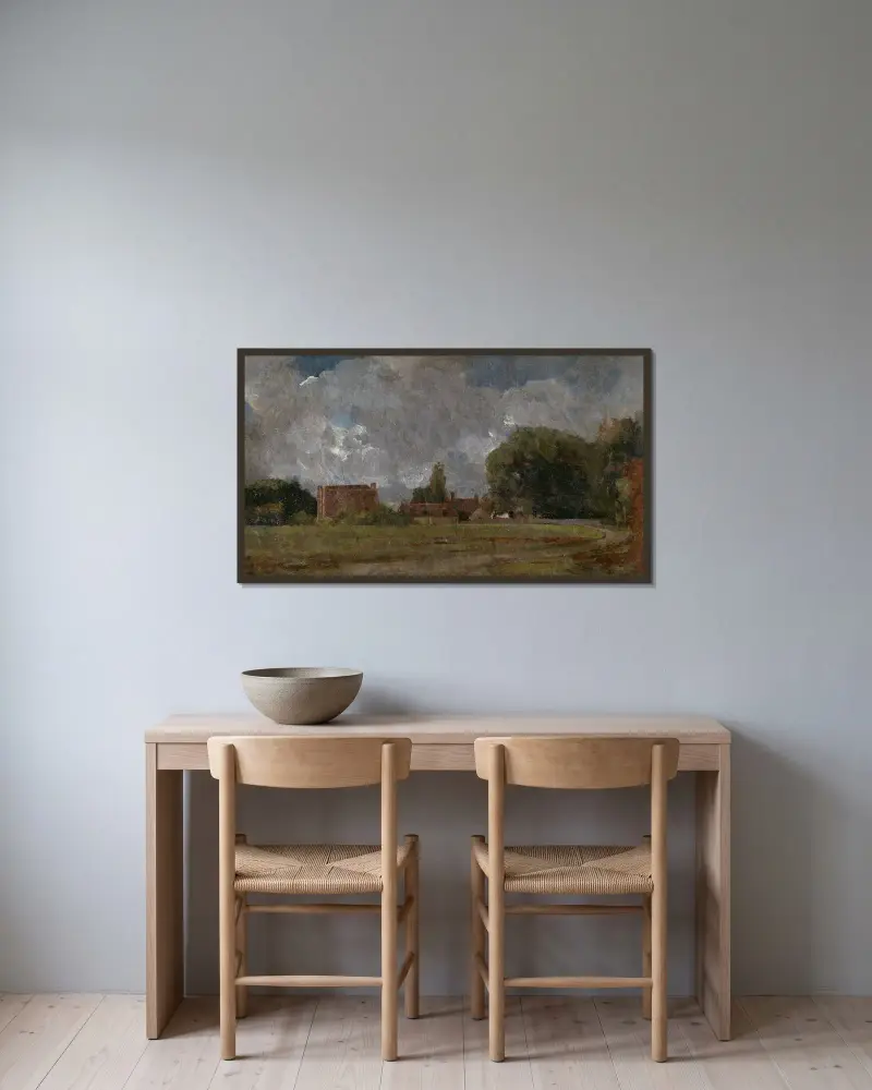 Golding Constables Haus, East Bergholt – der Geburtsort des Künstlers von John Constable gerahmt an einer Wand