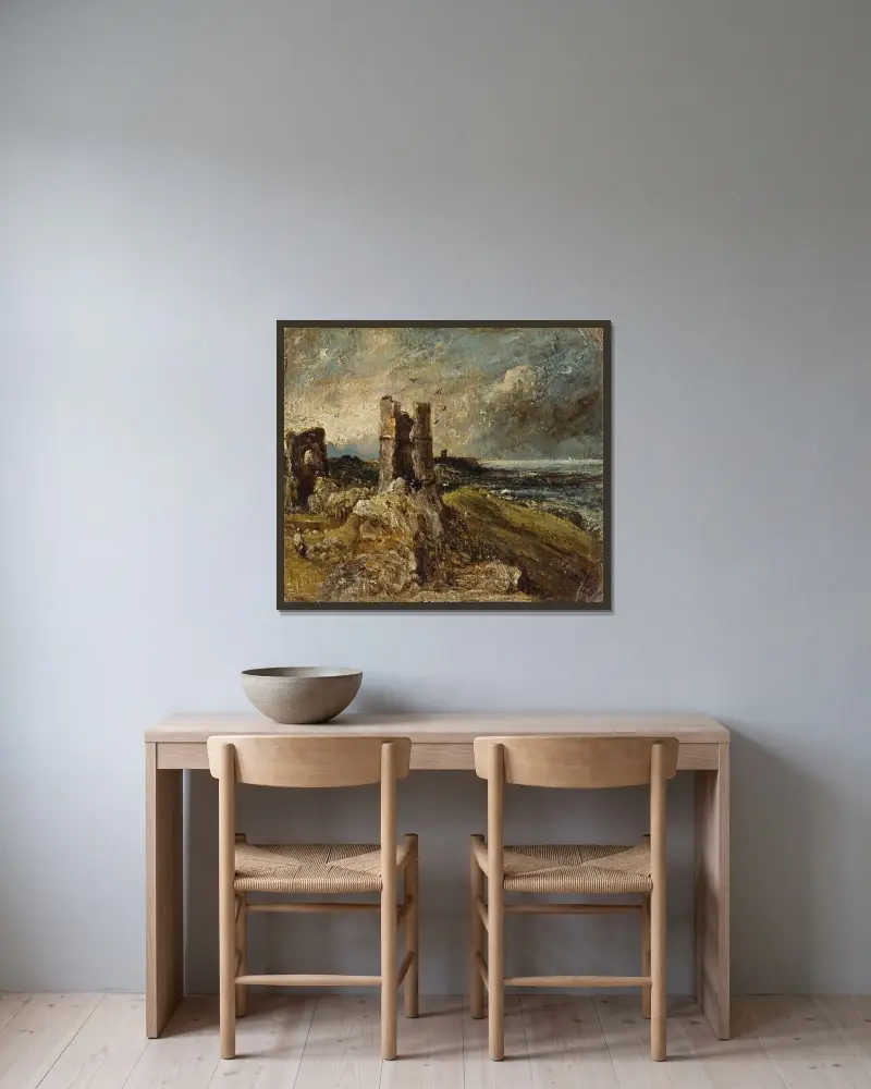 Hadleigh Castle av John Constable inramad på en vägg