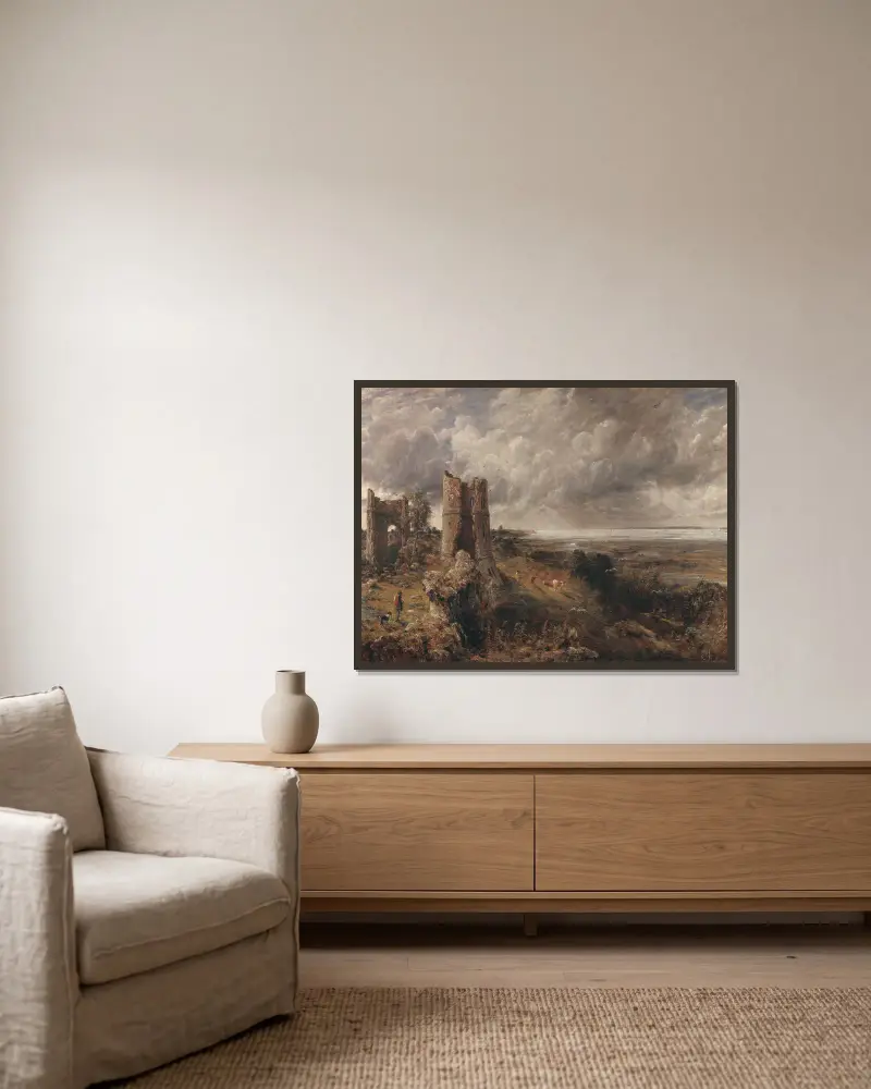Hadleigh Castle, Themsens mynning – morgon efter en stormig natt av John Constable inramad på en vägg