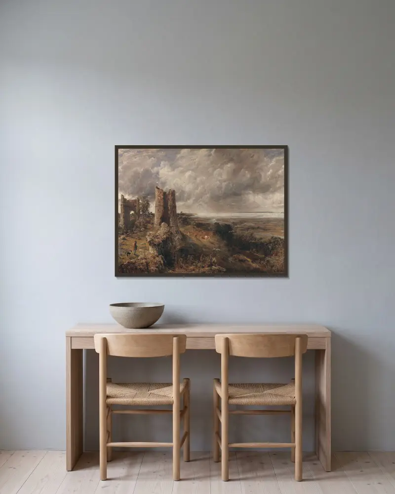 Hadleigh Castle, Themsens mynning – morgon efter en stormig natt av John Constable inramad på en vägg