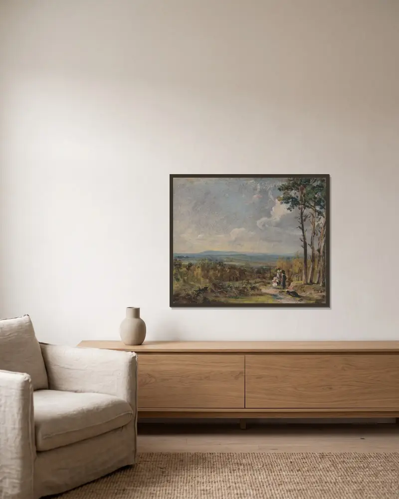 Hampstead Heath mit Blick auf Harrow von John Constable gerahmt an einer Wand