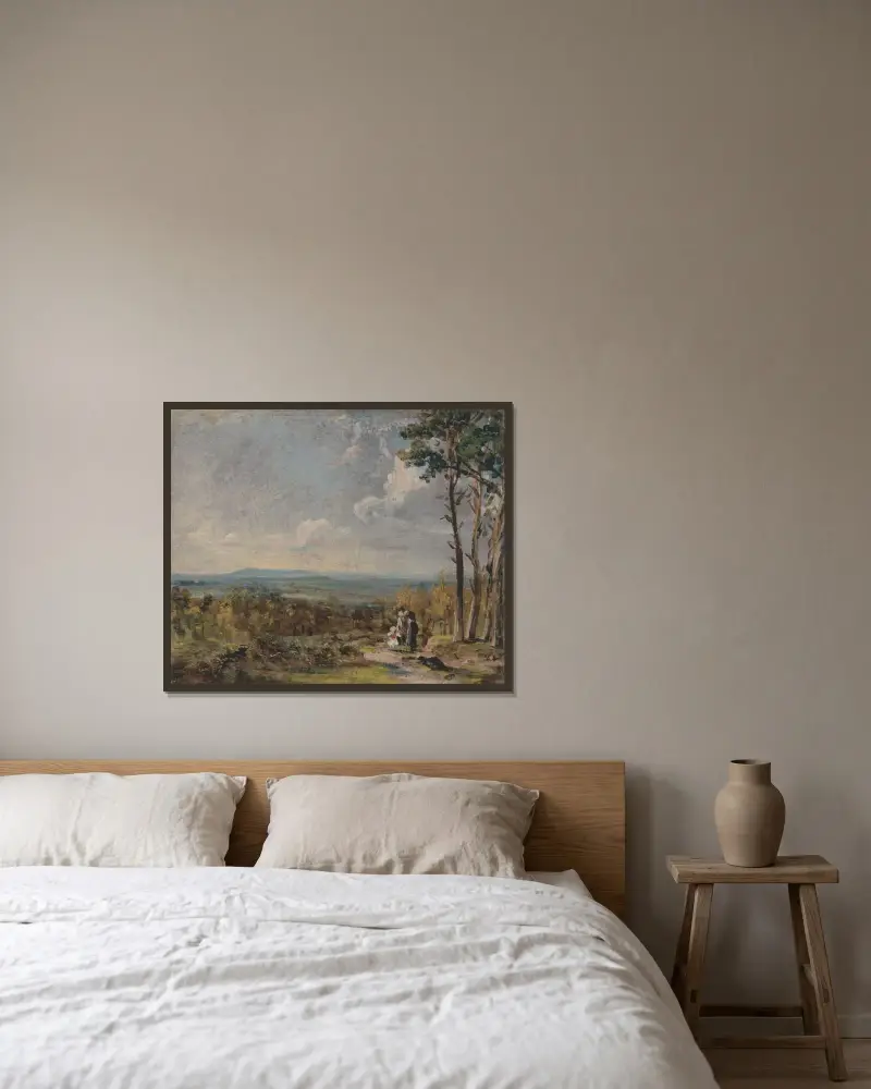Hampstead Heath mit Blick auf Harrow von John Constable gerahmt an einer Wand