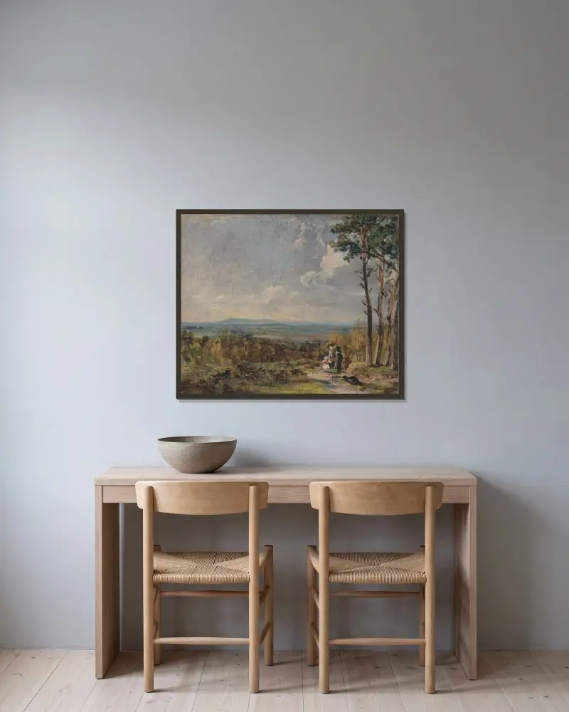 Hampstead Heath mit Blick auf Harrow von John Constable gerahmt an einer Wand