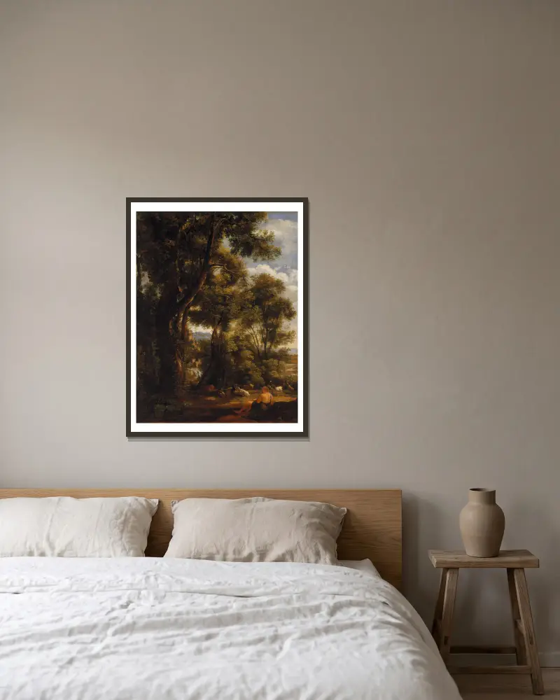 Krajina s pasáčkem a kozami, John Constable v rámu na stěně