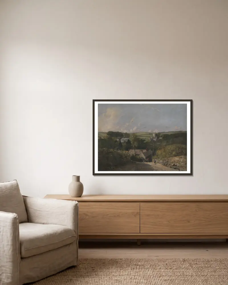 Osmington Village von John Constable gerahmt an einer Wand