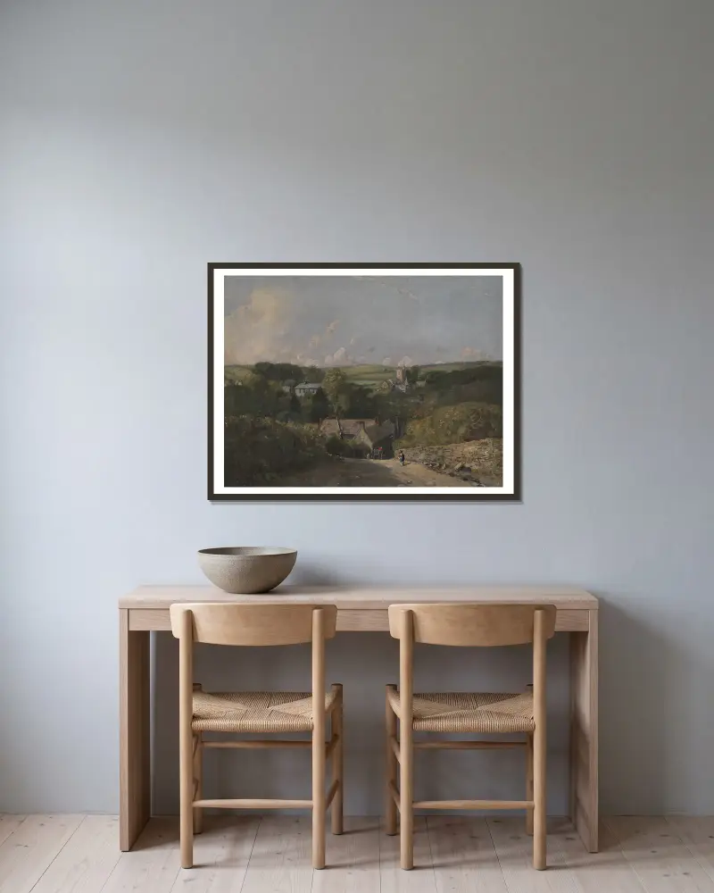 Osmington Village von John Constable gerahmt an einer Wand