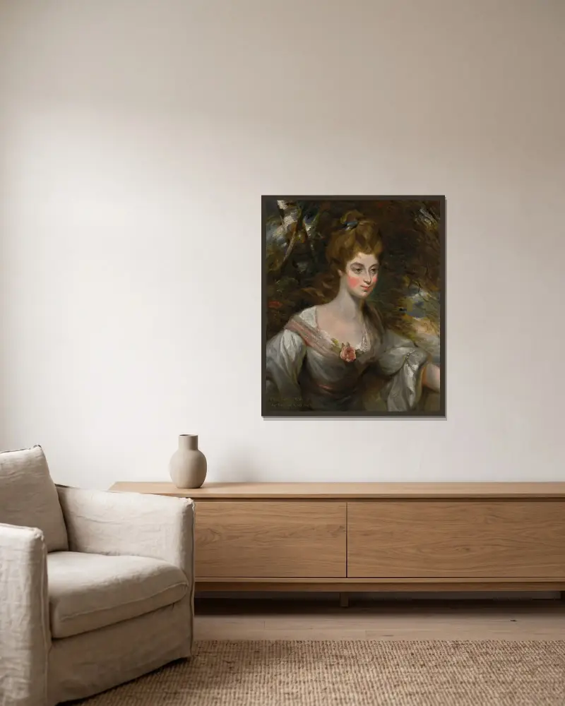 Porträtt av Elizabeth, Lady Croft av John Constable inramad på en vägg