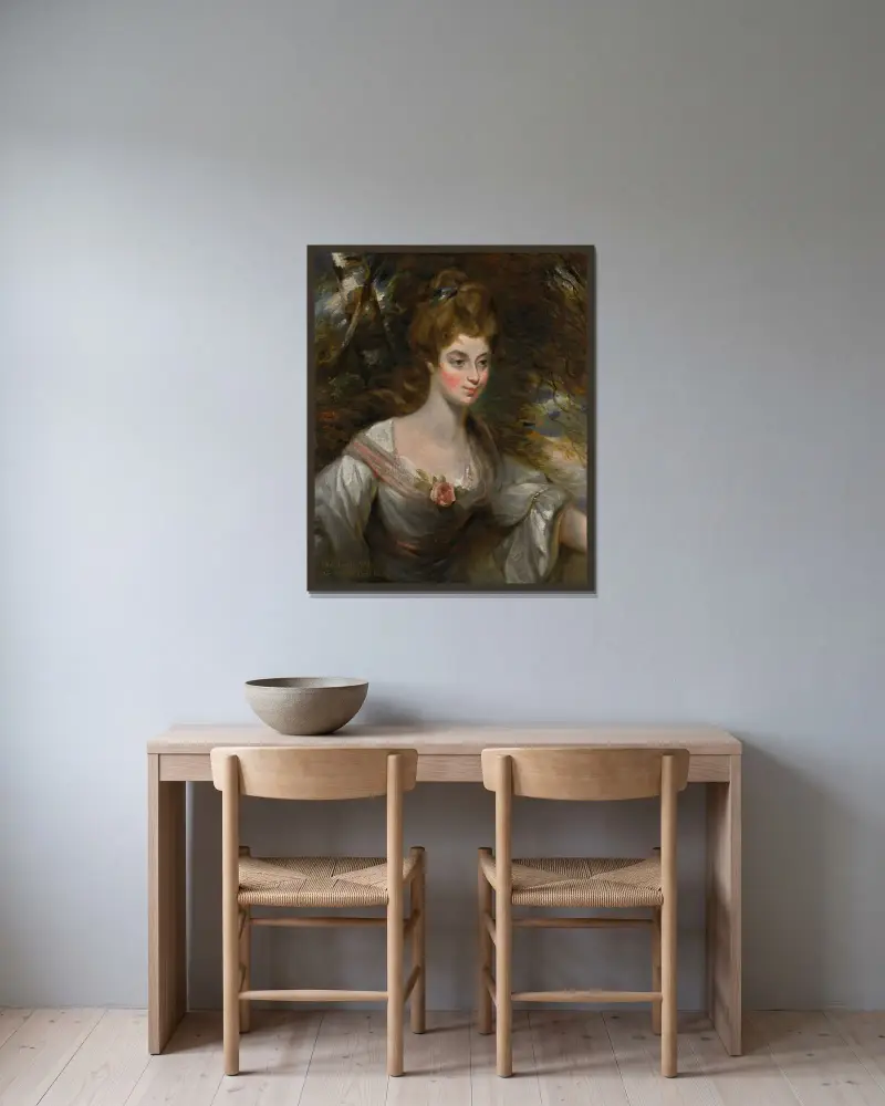 Porträtt av Elizabeth, Lady Croft av John Constable inramad på en vägg