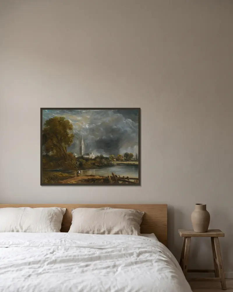 Die Kathedrale von Salisbury von den Wiesen aus – Nr. 2 von John Constable gerahmt an einer Wand