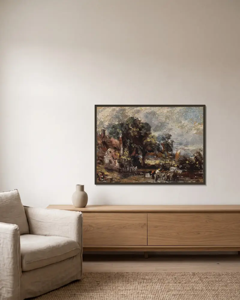 Skica k vozu na seno, John Constable v rámu na stěně