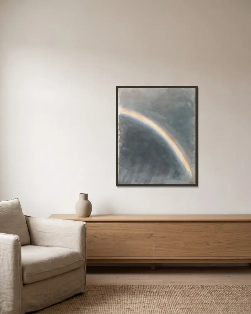 Sky Study with Rainbow av John Constable inramad på en vägg