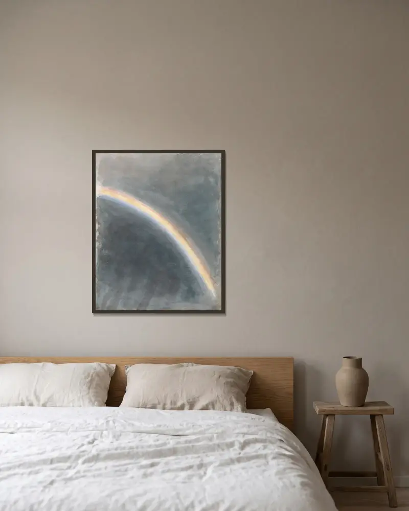 Sky Study with Rainbow av John Constable inramad på en vägg