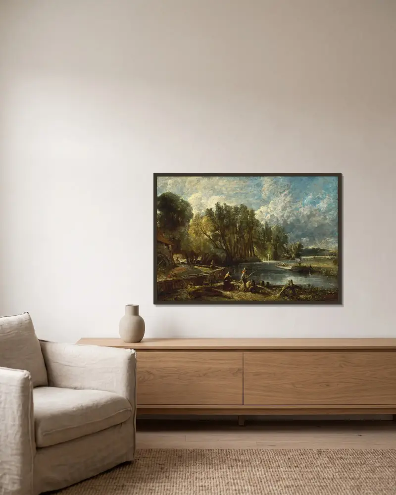 Stratford Mill av John Constable inramad på en vägg