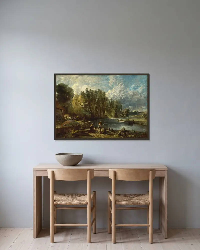 Stratford Mill av John Constable inramad på en vägg