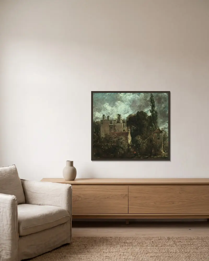 Lunden, eller amiralens hus i Hampstead av John Constable inramad på en vägg
