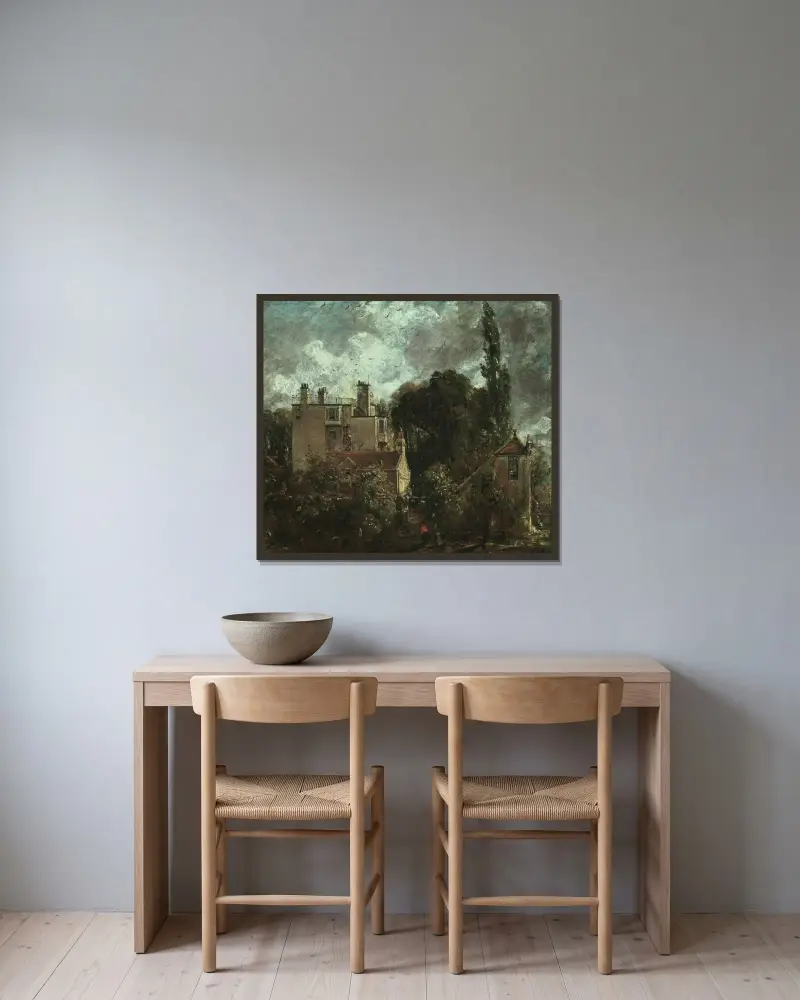 Lunden, eller amiralens hus i Hampstead av John Constable inramad på en vägg