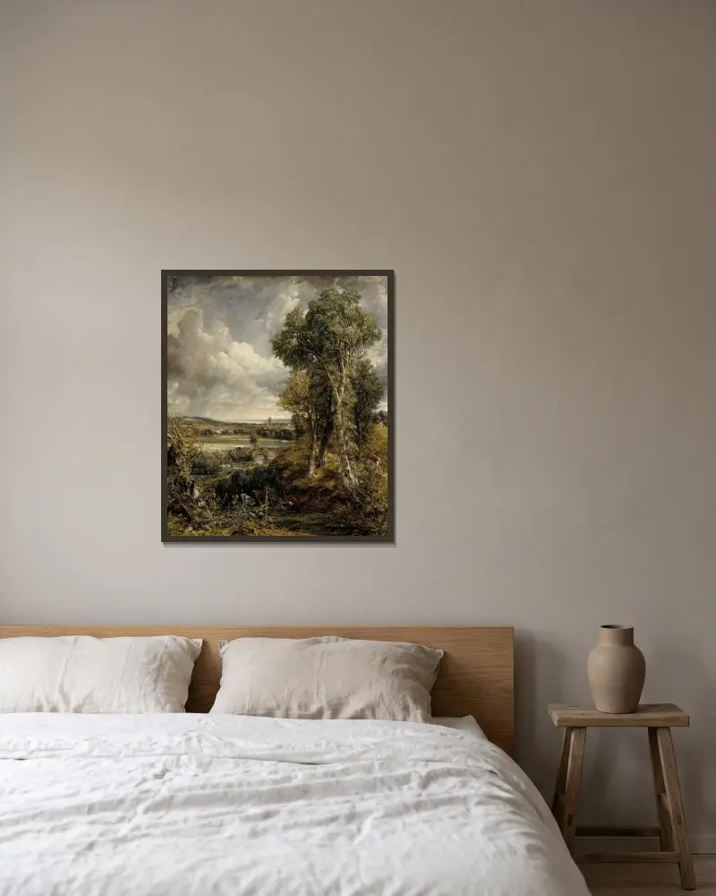The Vale of Dedham av John Constable inramad på en vägg